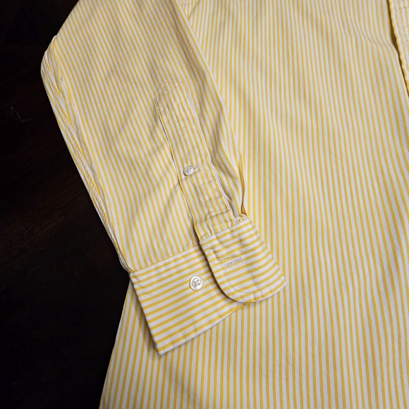 Ralph Lauren Dress Shirt Classic Fit Medium Yellow & White Stripes - Picture 4 of 16